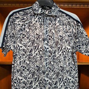 Murano Liquid Luxury Men's Short Sleeve Button-Up Shirt Pink/Black/White (S)